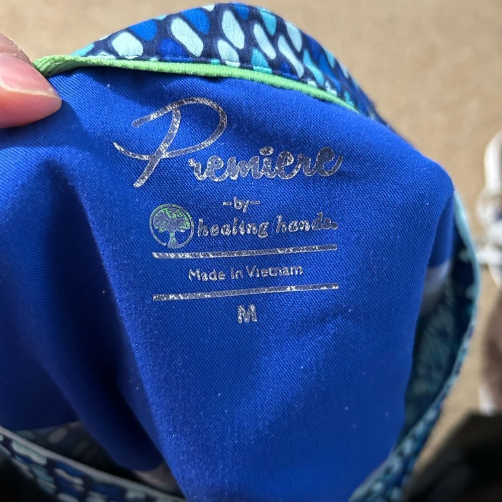 Premier Blue Patterned Scrub Top - Picture 2 of 2